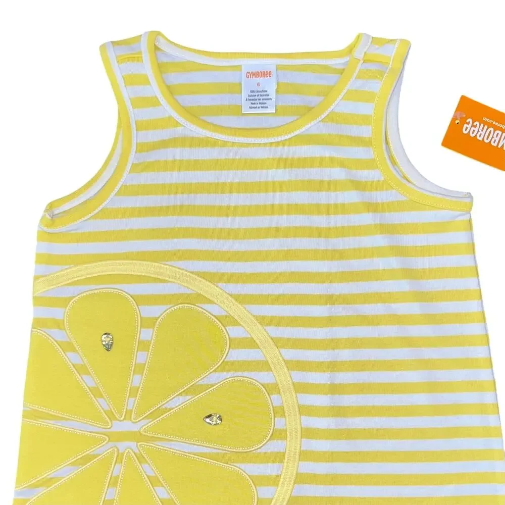 NWT Gymboree Yellow & White Stripes W/Embroidered Lemon Top & Clip - SIZE 5T